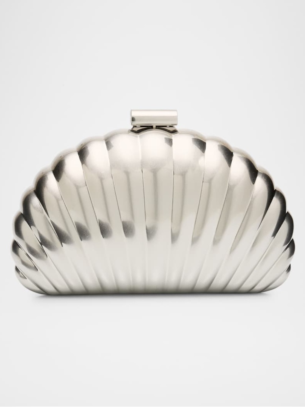 Metallic Shell-Shape Evening Clutch - Silver
